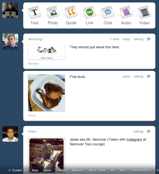 Tumblr Dashboard