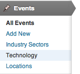 Event's Custom Post Type Menu